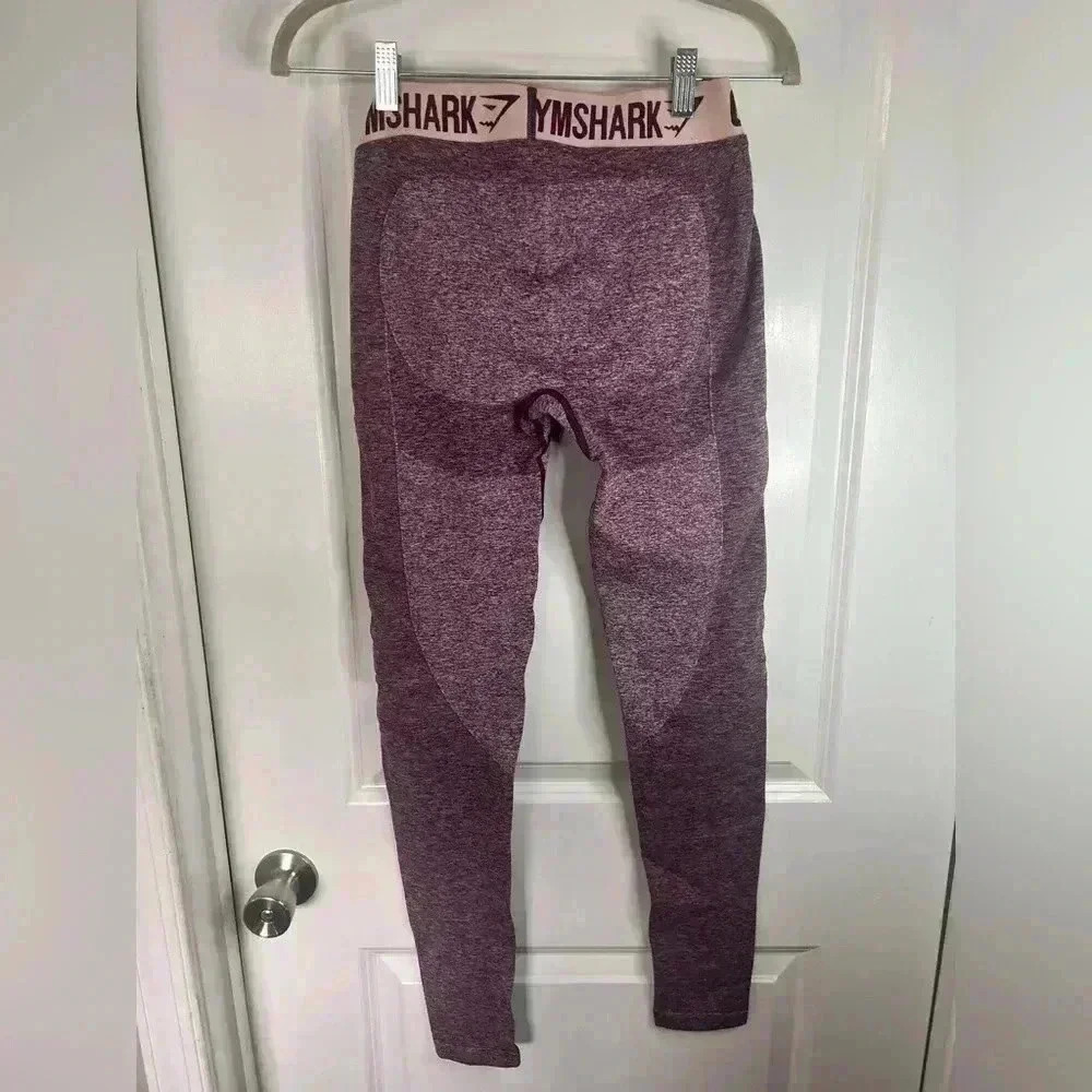 Gym Shark Women’s Dark Ruby Marl/Blush Nude Flex Leggings - Size: Medium - Picture 4 of 6